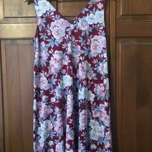 Loft floral v neck flare bottom dress.